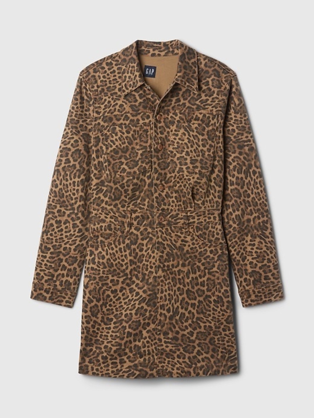 GAP Leopard Print Denim Mini Dress | Size Large - Picture 4 of 6